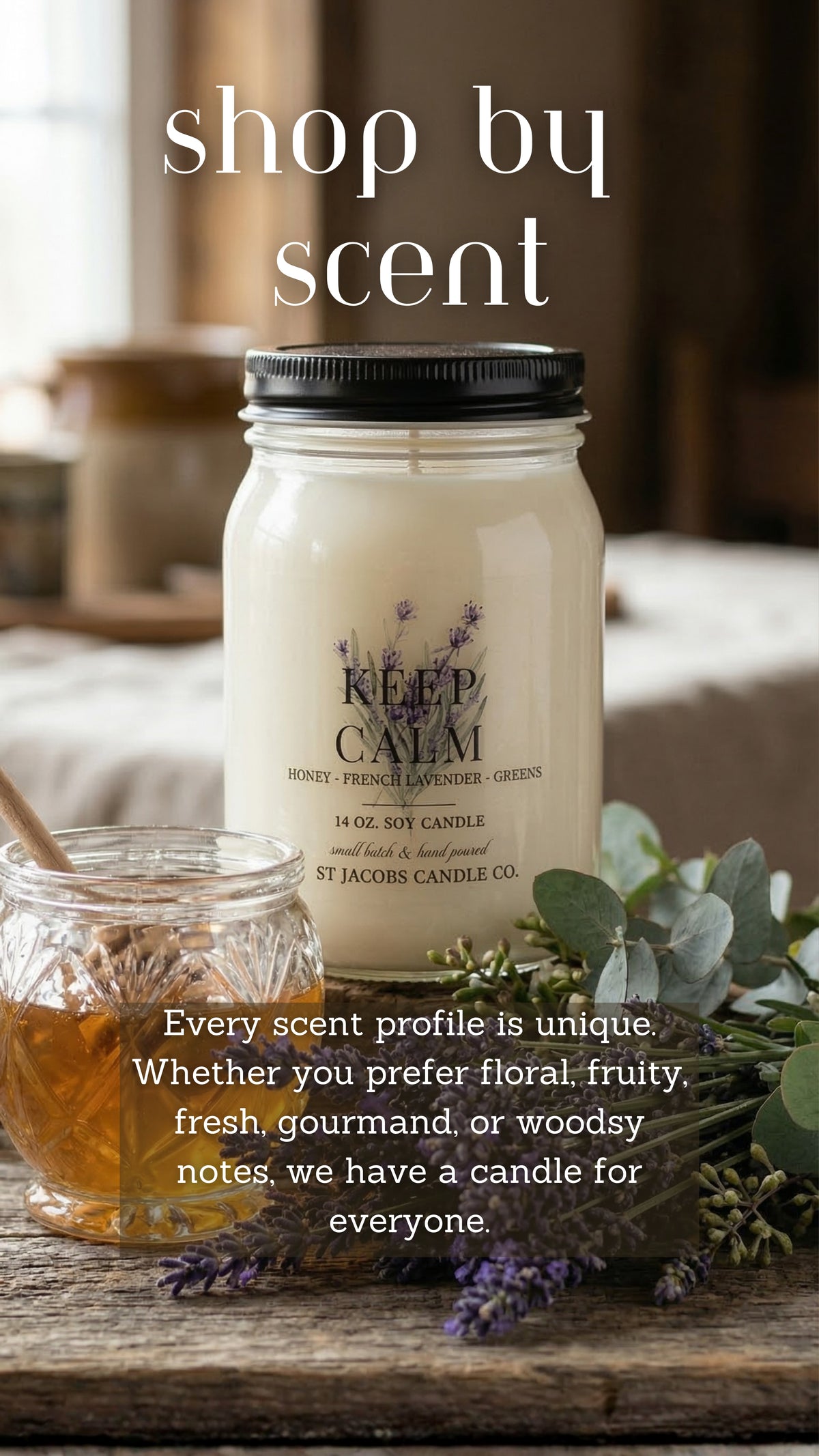 Shop a variety of fragrance profiles and signature candle scents from St. Jacobs Candle Co.