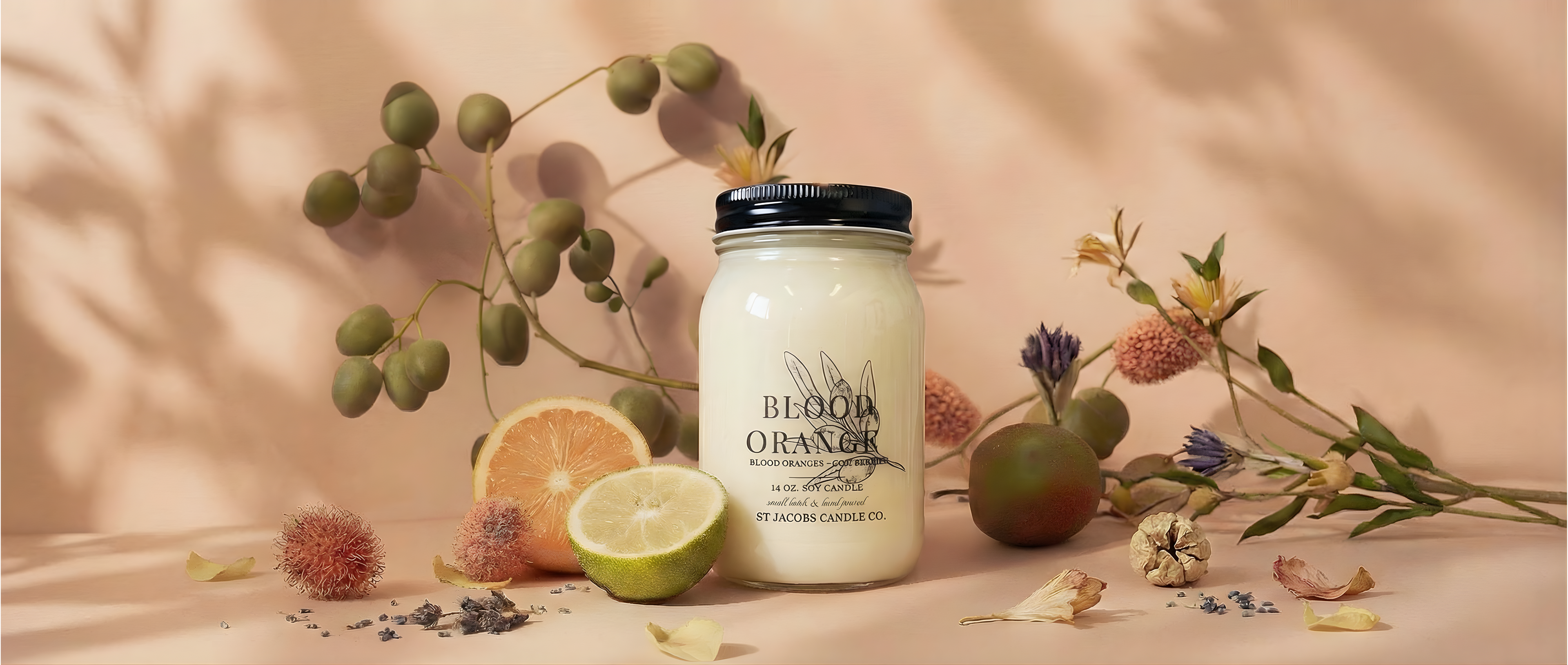 Hand-poured soy candle lifestyle banner for home fragrance and elevated everyday living